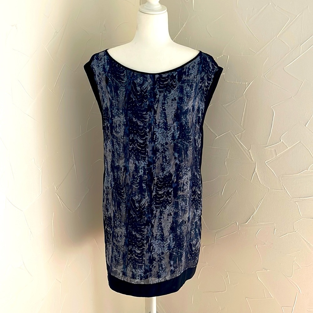 Rag And Bone Silk Navy Patterned Shift Dress - image 1